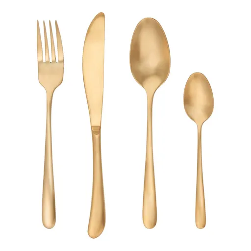 KINGS Příbory matné set 4 ks - zlatá