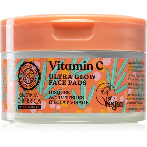 Natura Siberica Oblepikha C-Berrica peelingové pleťové tamponky pro rozjasnění pleti 20 ks