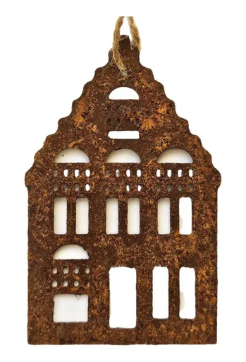 Rezavý antik plechový závěsný domek Amster Vintage - 6,5*11 cm Ostatní