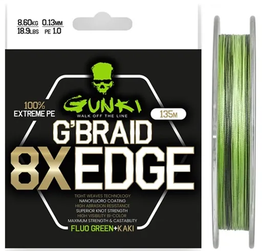 Gunki pletená šňůra g braid 8x edge 135 m - 0,18 mm 11,6 kg