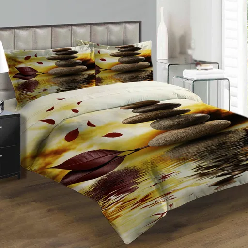 Povlečení Kameny s červeným listím (Rozměr : 1x140/220 + 1x90/70)