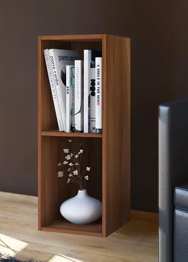 VCM Sběratelská police Mendas Mini 2 přihrádky, jádro ořechu