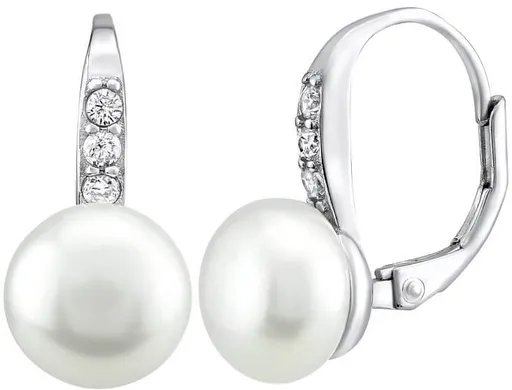 Silvego Stříbrné náušnice CASSIDY s bílou přírodní perlou LPSP0639