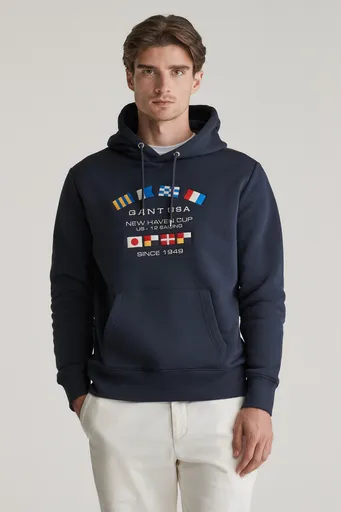MIKINA GANT GRAPHIC SWEAT HOODIE EVENING BLUE