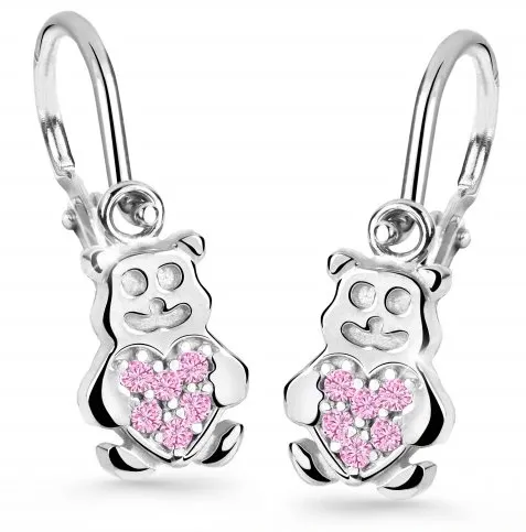 Cutie Jewellery Dětské náušnice z bílého zlata Medvídci C2751-10-X-2 růžová