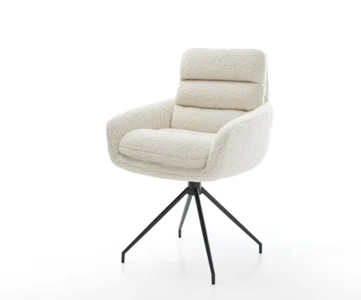 Jídelní židle Abelia-Flex s područkami plyšový manšestr béžová