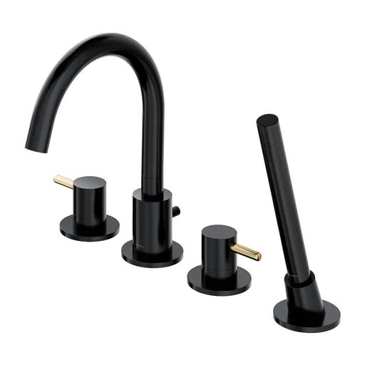 OMNIRES Y vanová baterie 4-otvorová černá / zlatá /BLHGL/ Y1232BLGL