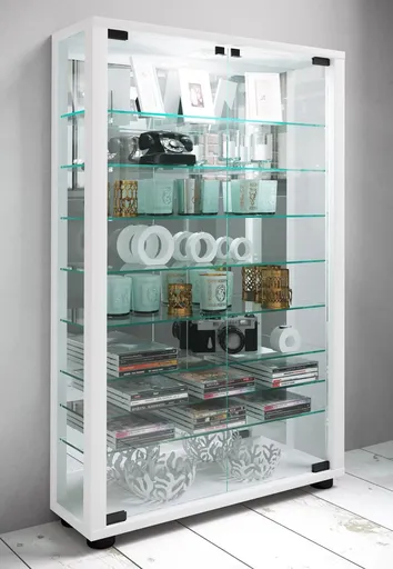 VCM Vitrína Lumo Mini se zrcadlem, včetně LED osvětlení, bílá