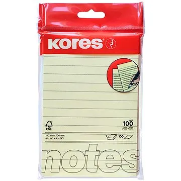 KORES linkovaný 150 x 100 mm, 100 lístků, žlutý (46510)