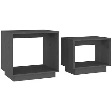 SHUMEE Hnízdové konferenční stolky 2 ks šedé masivní borové dřevo, 813527 (813527)