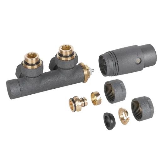 INVENA Termostatická sada ventilů typ DUOPLEX pro středové připojení na měděné nebo alupex trubky, barva: grafit CZ-90-015-S