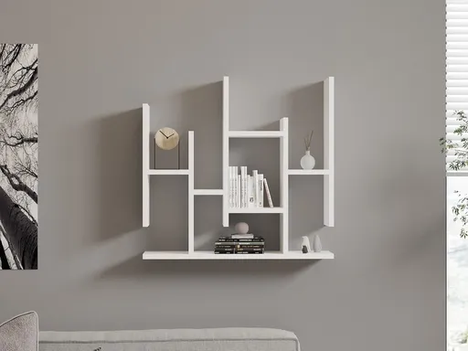 Nástěnná police Flower - White