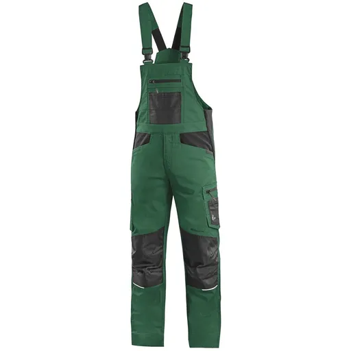 Canis (CXS) Pánské pracovní kalhoty s laclem CXS SOLIS FLEX - Zelená / černá | 62
