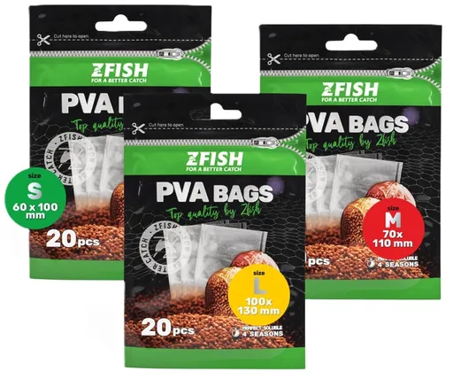 Zfish pva sáčky pva bags 20 ks - s 100x60 mm