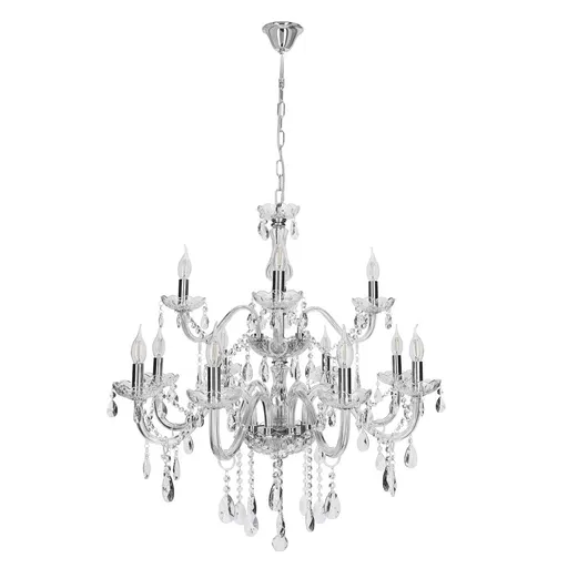 Závěsná lampa Cristallo chrom 12x40W E14 transparentní