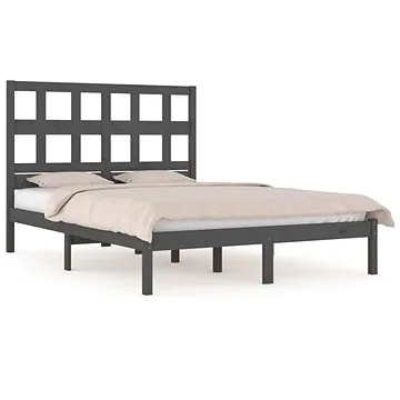 Rám postele šedý masivní borovice 140 × 190 cm, 3104460 (3104460)