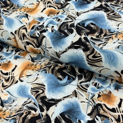 Viskóza se lnem Paint chaos design A digital print