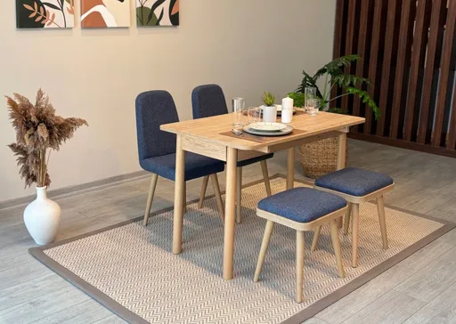 Jídelní set s rozkládacím stolem a židlemi (5 kusů) Vina Mini 02 1048 - Oak, Dark Blue