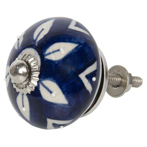 Modrá kulatá keramická úchytka Billy - Ø 4 cm Clayre & Eef