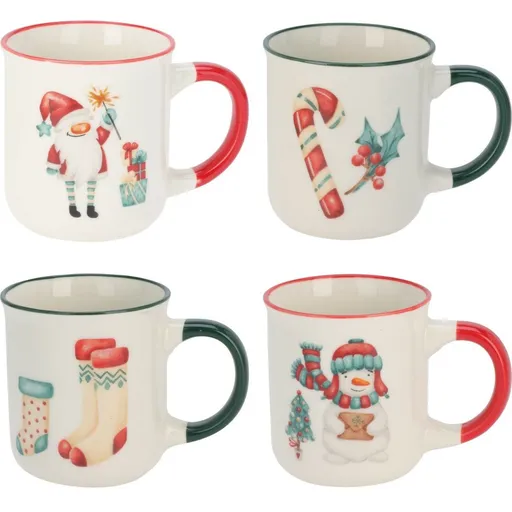 4dílná sada hrnků Holly Jolly, 200 ml, porcelán