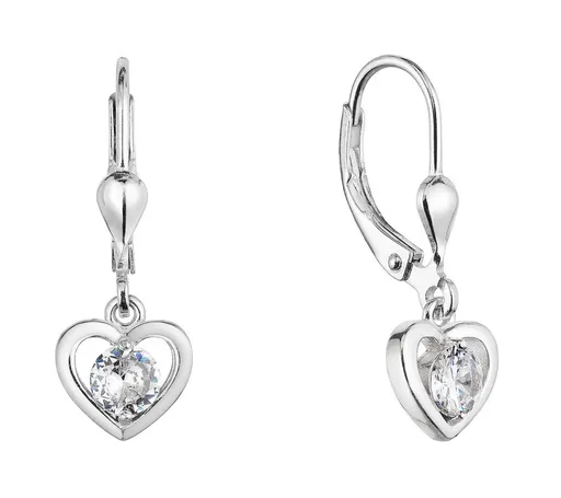 Evolution Group - Pavona Stříbrné visací náušnice srdíčka se zirkonem 11459.1
