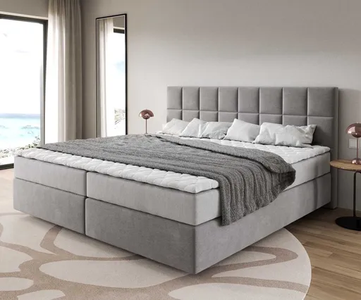 Boxspring postel Dream-Fine mikrovlákno šedá 200x200 cm