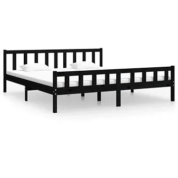 Rám postele černý masivní dřevo 160 × 200 cm, 810693 (810693)