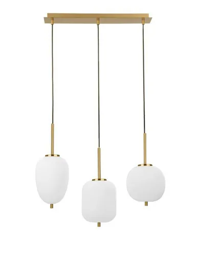 NOVA LUCE závěsné svítidlo LATO opálové sklo antický mosazný kov černý kabel E14 3x5W 230V IP20 bez žárovky 9624067