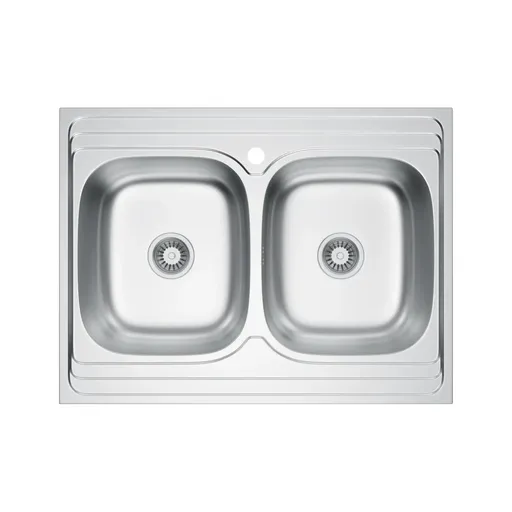 VELAZO Dvoukomorový dřez 80 × 60, mikrodekor se sifonem VELAZ8060BD