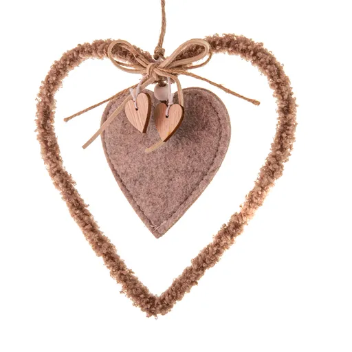Textilní závěsné srdce 16 cm, fleece