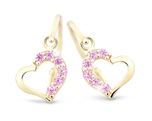Cutie Jewellery Něžné dětské náušnice ze žlutého zlata C2757-10-X-1 růžová