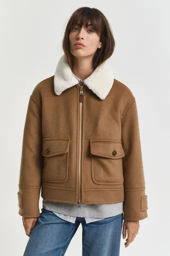 BUNDA GANT WOOL BLEND FLIGHT JACKET ROASTED WALNUT