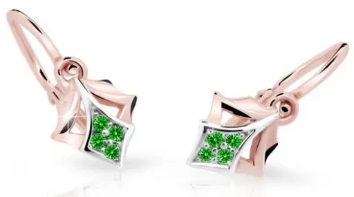 Cutie Jewellery Dětské náušnice z růžového zlata C2220-10-X-4 zelená