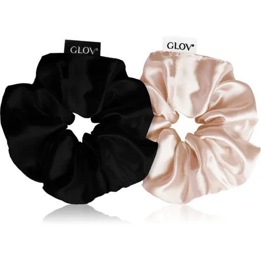 GLOV Satin Scrunchies M gumičky do vlasů Sparkling Wine/Black 2 ks