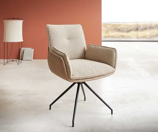 Jídelní židle Nela-Flex béžová křížová podnož kónický černá