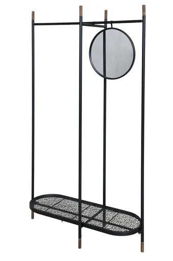 Černý kovový věšák na oblečení se zrcadlem Vence - 101*40*160 cm Chic Antique