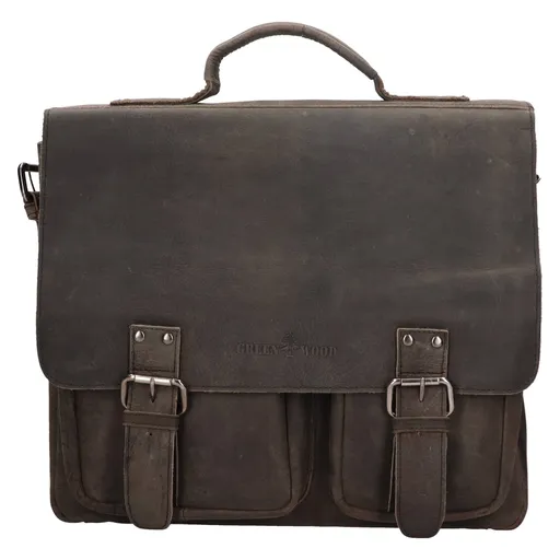 Pánská kožená aktovka Greenwood Diones - šedá