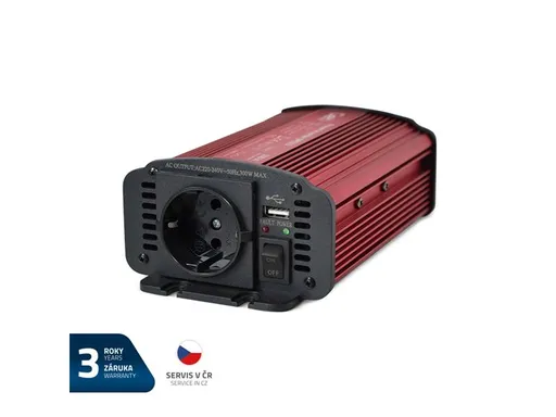 Měnič napětí GETI GPI  312 12V/230V 300W USB Schuko