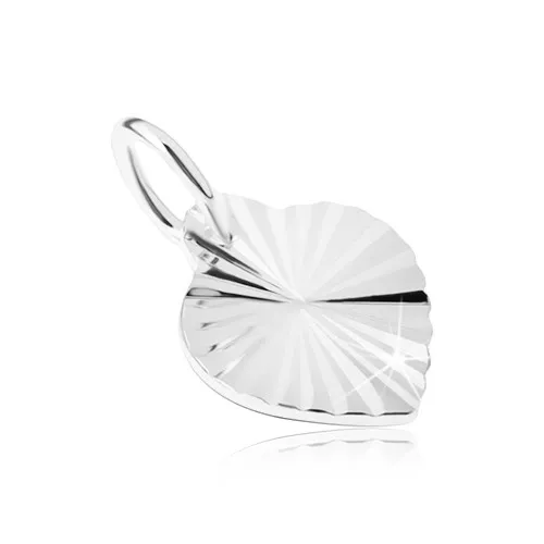 Přívěsek ze stříbra 925 - lesklý lísteček se zářezy, sluneční paprsky