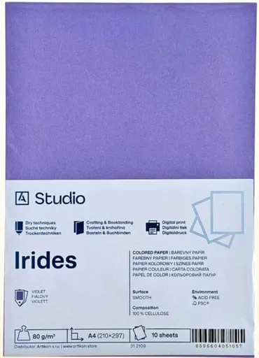 Barevný papír A4 80g Irides – fialový 10 listů