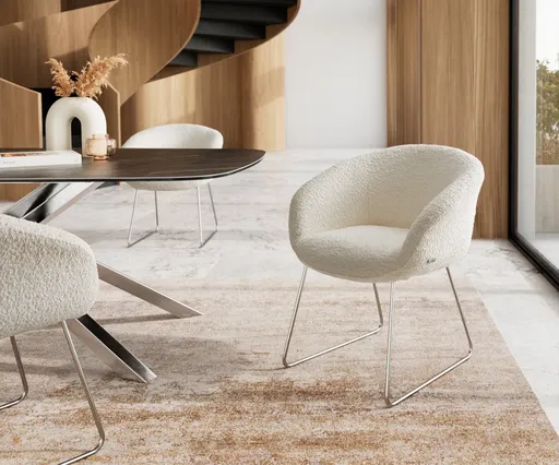 Jídelní židle Vinka-Flex podnož nerezová ocel bouclé taštičkové