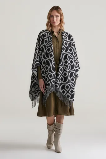 PONČO GANT G PATTERN PONCHO BLACK