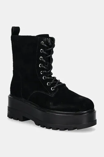 Semišové workery Calvin Klein Jeans FLATFORM ZIP LACEUP MG S