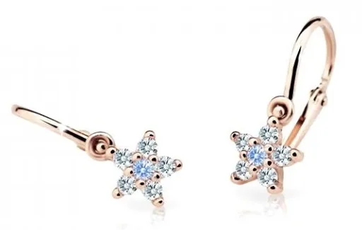 Cutie Jewellery Třpytivé dětské náušnice z růžového zlata C2118-10-X-4 světle modrá