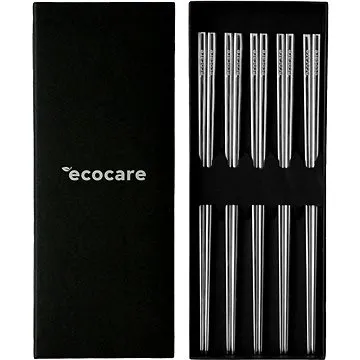 ECOCARE Kovové Sushi Hůlky Box Silver 10 ks (0750122452156)