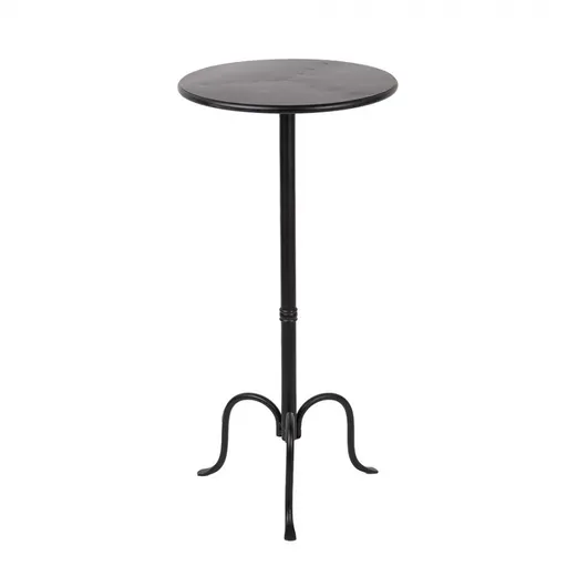 Černý antik kovový odkládací stolek Pierre - Ø 38*78 cm Clayre & Eef