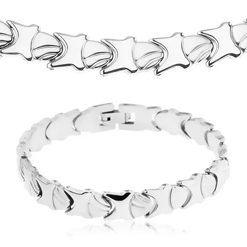 Souprava z oceli 316L - náhrdelník a náramek, lesklo-matné ozdobné články