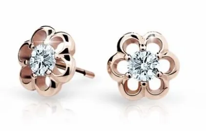 Cutie Jewellery Dětské náušnice z růžového zlata C1947-30-X-4 bílá