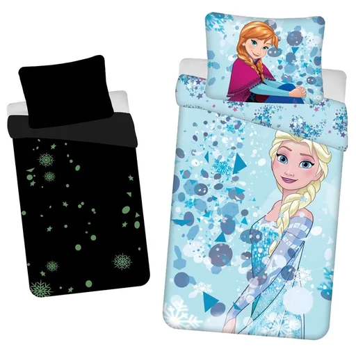 Jerry Fabrics Svítící povlečení Ledové království - Světle modrá | 140 x 200 cm / 70 x 90 cm