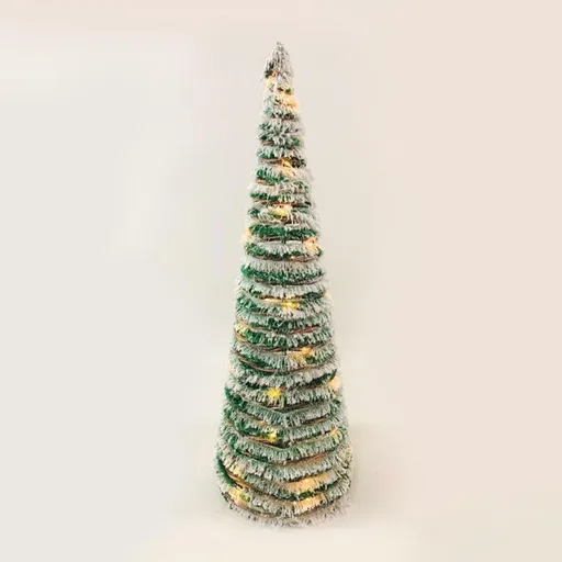 ACA Lighting  zelený ratanový kuželový strom se sněhem 40 mini WW LED na baterie 3xAA, IP20 pr.20.5x60cm X1140119